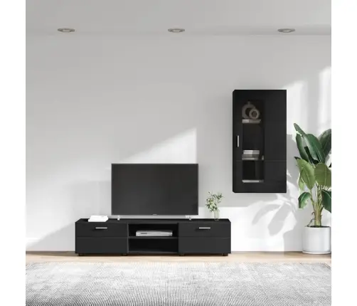 Tv Skapīšu Komplekts Ar Atvilktni Melna Inženierijas Koks Vidaxl