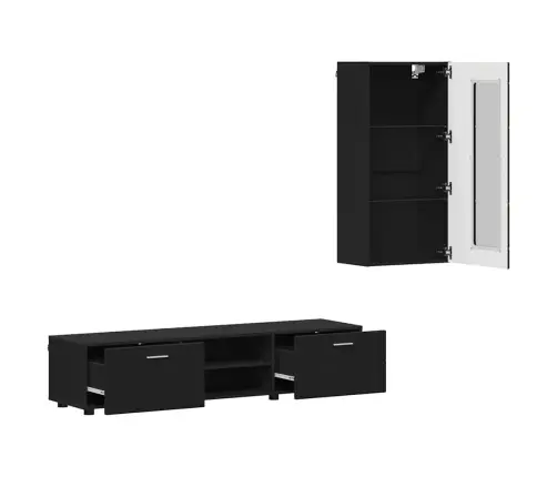 Tv Skapīšu Komplekts Ar Atvilktni Melna Inženierijas Koks Vidaxl