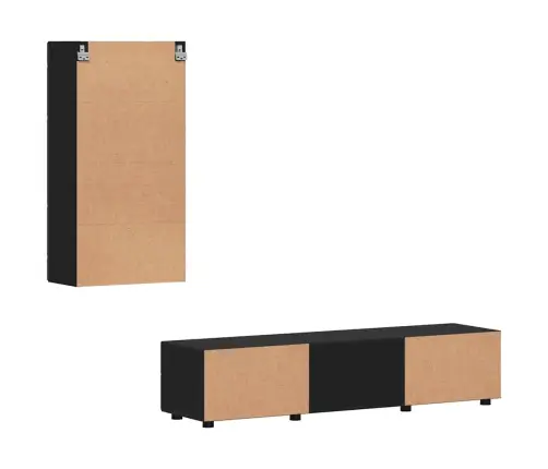 Tv Skapīšu Komplekts Ar Atvilktni Melna Inženierijas Koks Vidaxl