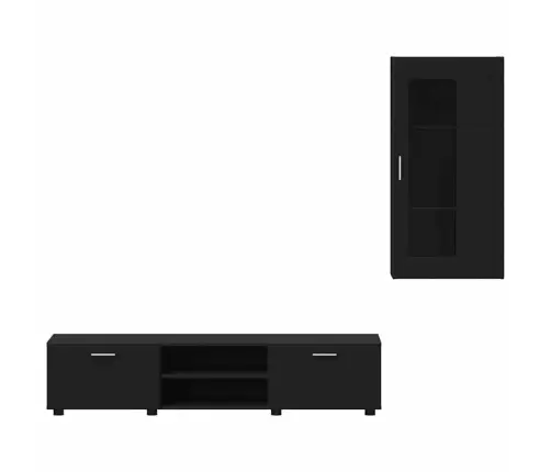 Tv Skapīšu Komplekts Ar Atvilktni Melna Inženierijas Koks Vidaxl