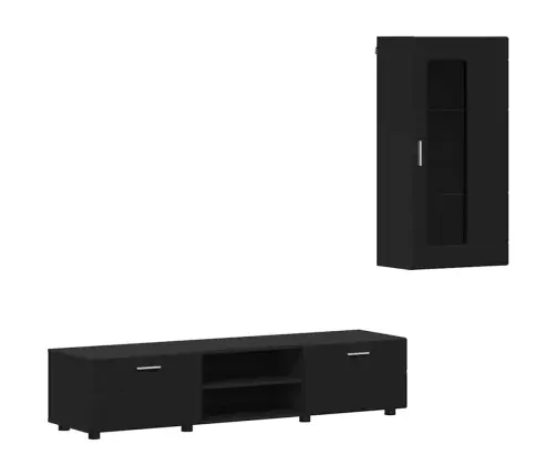 Tv Skapīšu Komplekts Ar Atvilktni Melna Inženierijas Koks Vidaxl