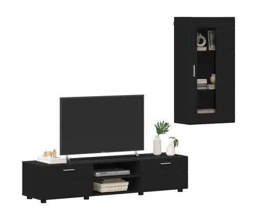 Tv Skapīšu Komplekts Ar Atvilktni Melna Inženierijas Koks Vidaxl