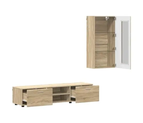 Tv Skapīšu Komplekts Ar Plauktu Sonoma Ozols Inženierijas Koks Vidaxl