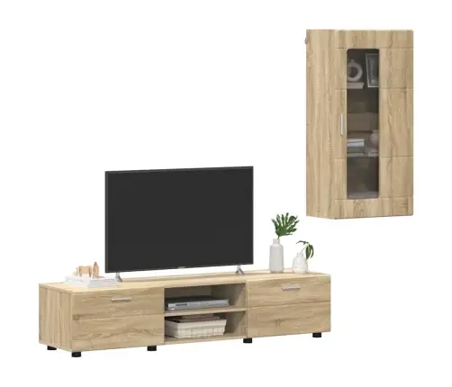 Tv Skapīšu Komplekts Ar Plauktu Sonoma Ozols Inženierijas Koks Vidaxl