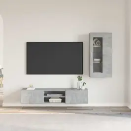 Tv Skapīšu Komplekts Ar Plauktu Betona Pelēks Inženierijas Koks Vidaxl