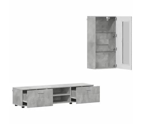 Tv Skapīšu Komplekts Ar Plauktu Betona Pelēks Inženierijas Koks Vidaxl