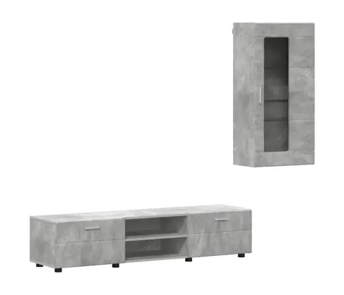 Tv Skapīšu Komplekts Ar Plauktu Betona Pelēks Inženierijas Koks Vidaxl