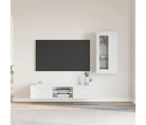 Tv Spintelių Komplektas Florin Aukštai Blizganti Balta