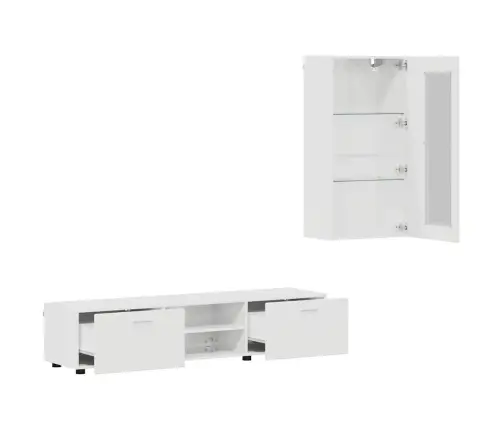 Tv Spintelių Komplektas Florin Aukštai Blizganti Balta