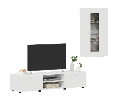 Tv Spintelių Komplektas Florin Aukštai Blizganti Balta
