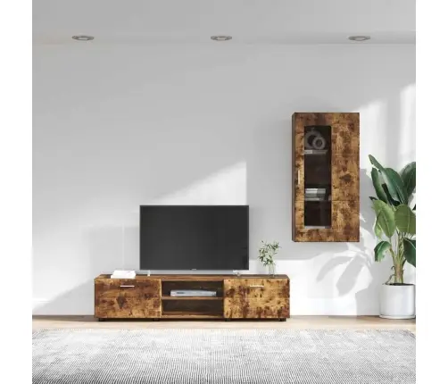 Tv Spintelių Komplektas Rūkyta Ąžuolas Apdirbta Mediena