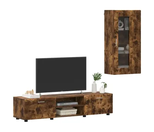 Tv Spintelių Komplektas Rūkyta Ąžuolas Apdirbta Mediena