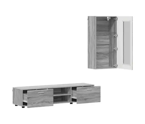 Tv Skapīšu Komplekts Ar Plauktu Pelēks Sonoma Inženierijas Koks Vidaxl