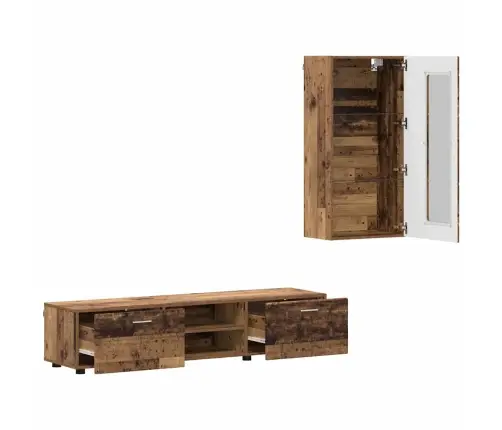 Tv Skapīšu Komplekts Ar Atvilktni Vecs Koks Inženierijas Koks Vidaxl