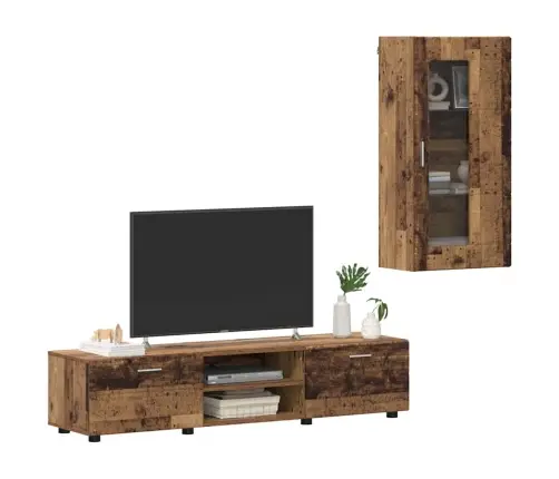 Tv Skapīšu Komplekts Ar Atvilktni Vecs Koks Inženierijas Koks Vidaxl