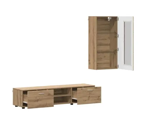 Tv Skapīšu Komplekts Ar Durvīm Artisānā Ozols Inženierijas Koks Vidaxl