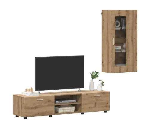 Tv Skapīšu Komplekts Ar Durvīm Artisānā Ozols Inženierijas Koks Vidaxl