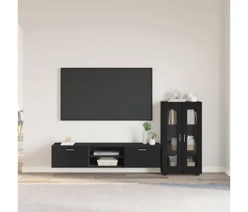 Tv Skapīšu Komplekts Ar Atvilktni Melna Inženierijas Koks Vidaxl