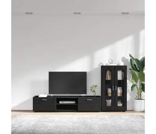 Tv Skapīšu Komplekts Ar Atvilktni Melna Inženierijas Koks Vidaxl