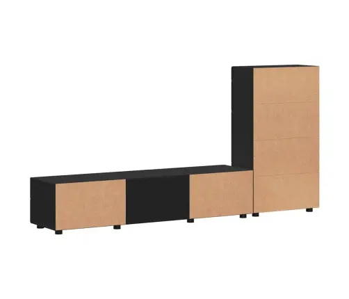 Tv Skapīšu Komplekts Ar Atvilktni Melna Inženierijas Koks Vidaxl