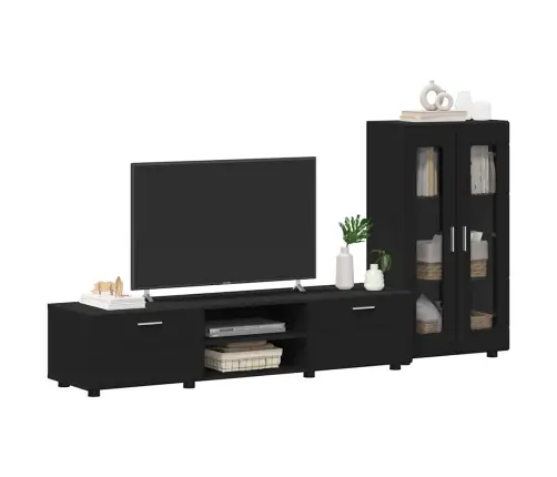 Tv Skapīšu Komplekts Ar Atvilktni Melna Inženierijas Koks Vidaxl