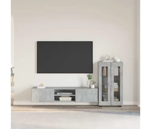 Tv Skapīšu Komplekts Ar Plauktu Betona Pelēks Inženierijas Koks Vidaxl