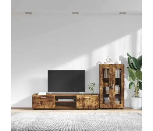 Tv Spintelių Komplektas Rūkyta Ąžuolas Apdirbta Mediena