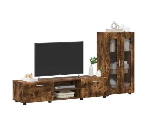 Tv Spintelių Komplektas Rūkyta Ąžuolas Apdirbta Mediena