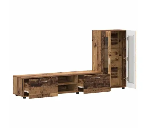 Tv Skapīšu Komplekts Ar Atvilktni Vecs Koks Inženierijas Koks Vidaxl