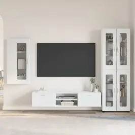 Tv Skapīšu Komplekts Ar Plauktu Florin Balts Inženierijas Koks Vidaxl