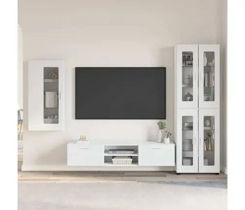 Tv Skapīšu Komplekts Ar Atvilktni Balts Inženierijas Koks Vidaxl