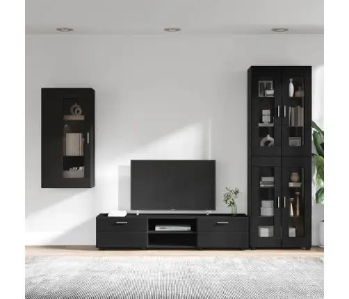 Tv Skapīšu Komplekts Ar Atvilktni Melna Inženierijas Koks Vidaxl