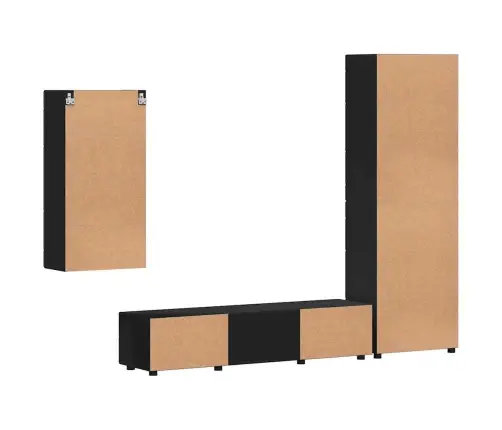 Tv Skapīšu Komplekts Ar Atvilktni Melna Inženierijas Koks Vidaxl