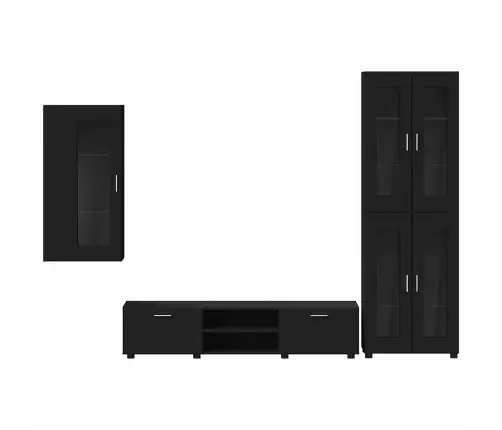 Tv Skapīšu Komplekts Ar Atvilktni Melna Inženierijas Koks Vidaxl
