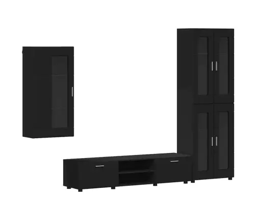 Tv Skapīšu Komplekts Ar Atvilktni Melna Inženierijas Koks Vidaxl