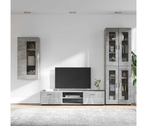 Tv Skapīšu Komplekts Ar Plauktu Betona Pelēks Inženierijas Koks Vidaxl