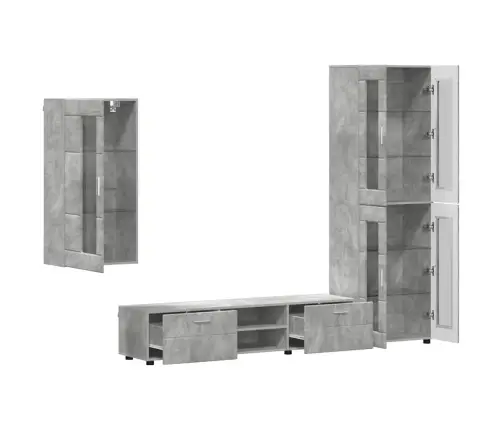 Tv Skapīšu Komplekts Ar Plauktu Betona Pelēks Inženierijas Koks Vidaxl
