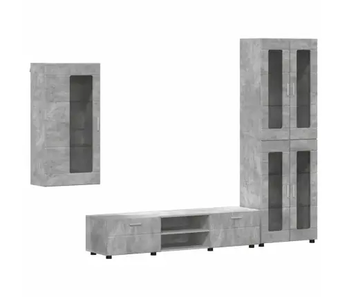 Tv Skapīšu Komplekts Ar Plauktu Betona Pelēks Inženierijas Koks Vidaxl