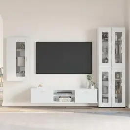 Tv Skapīšu Komplekts Ar Atvilktni Augsta Spīduma Baltā Krāsa Vidaxl