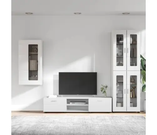 Tv Skapīšu Komplekts Ar Atvilktni Augsta Spīduma Baltā Krāsa Vidaxl