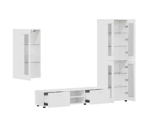 Tv Skapīšu Komplekts Ar Atvilktni Augsta Spīduma Baltā Krāsa Vidaxl