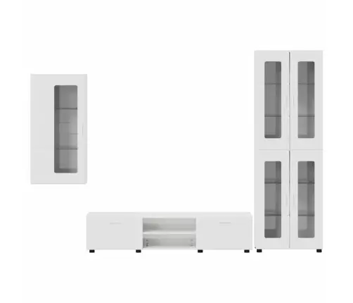 Tv Skapīšu Komplekts Ar Atvilktni Augsta Spīduma Baltā Krāsa Vidaxl