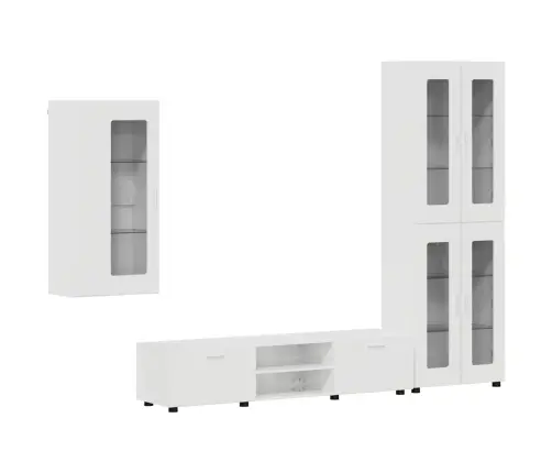 Tv Skapīšu Komplekts Ar Atvilktni Augsta Spīduma Baltā Krāsa Vidaxl