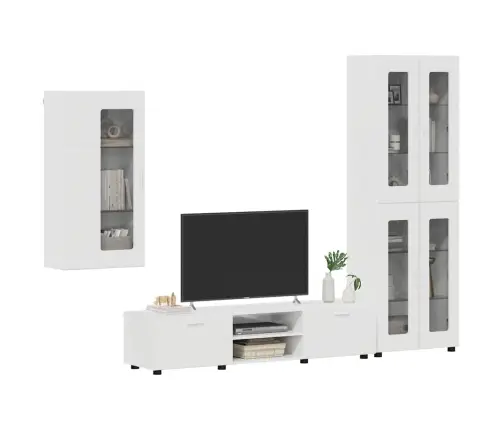 Tv Skapīšu Komplekts Ar Atvilktni Augsta Spīduma Baltā Krāsa Vidaxl