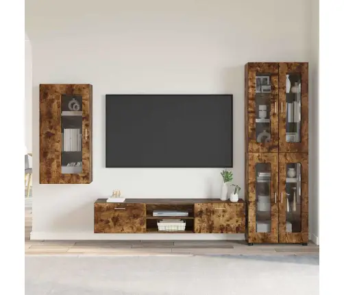 Tv Spintelių Komplektas Rūkyta Ąžuolas Apdirbta Mediena