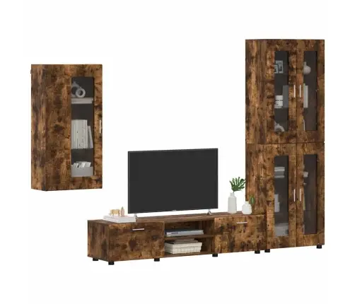 Tv Spintelių Komplektas Rūkyta Ąžuolas Apdirbta Mediena