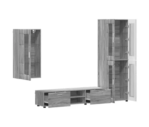 Tv Skapīšu Komplekts Ar Plauktu Pelēks Sonoma Inženierijas Koks Vidaxl