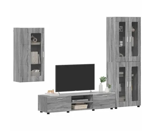 Tv Skapīšu Komplekts Ar Plauktu Pelēks Sonoma Inženierijas Koks Vidaxl