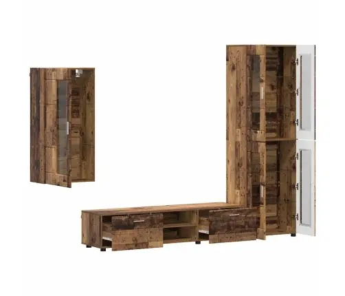 Tv Skapīšu Komplekts Ar Atvilktni Vecs Koks Inženierijas Koks Vidaxl