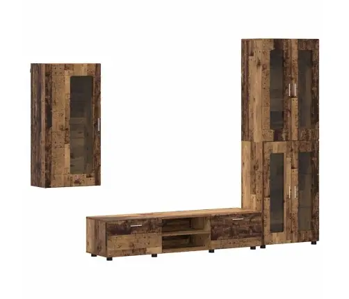 Tv Skapīšu Komplekts Ar Atvilktni Vecs Koks Inženierijas Koks Vidaxl